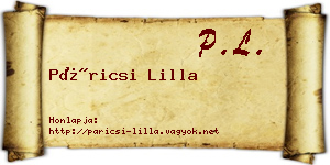 Páricsi Lilla névjegykártya
